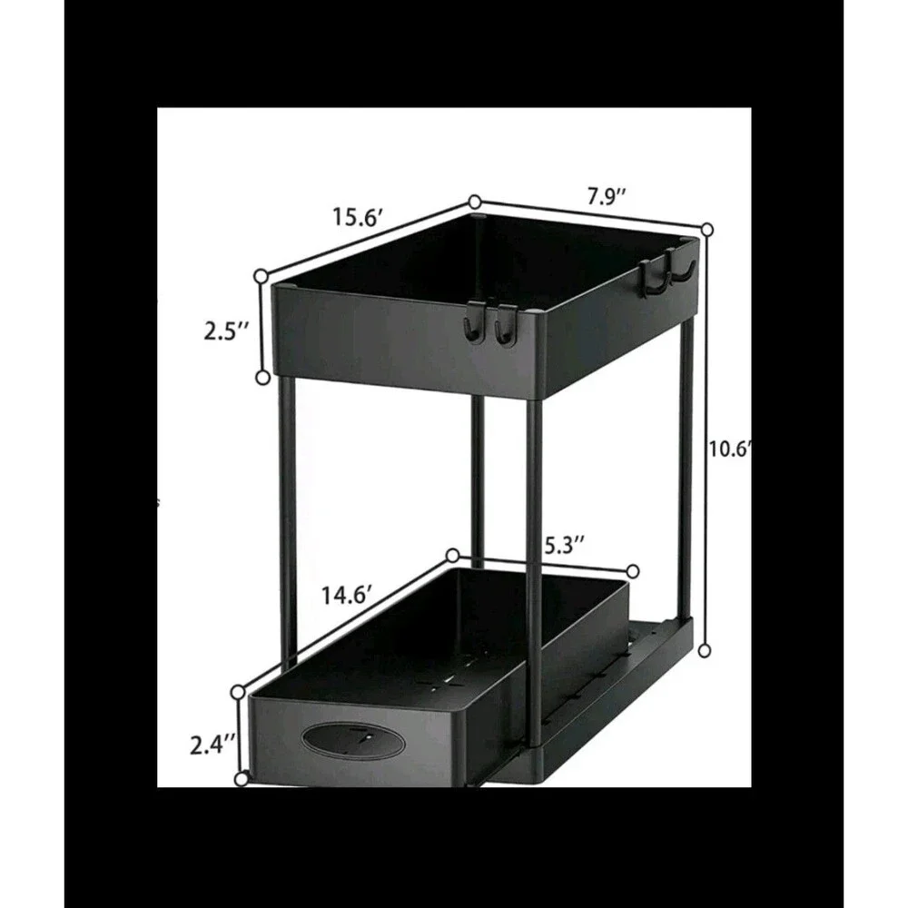Under Bath Sink Organizers Storage, Sliding Cabinet Basket Earthall 2 Pack New